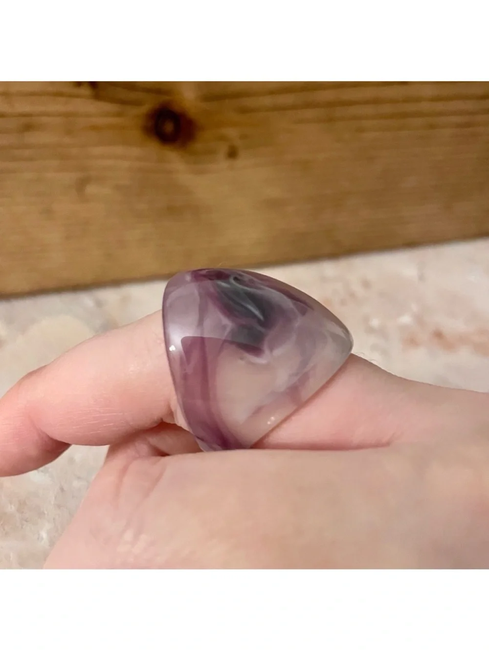 Lavender Purple Swirl Dome Ring, Metal Free Size 8